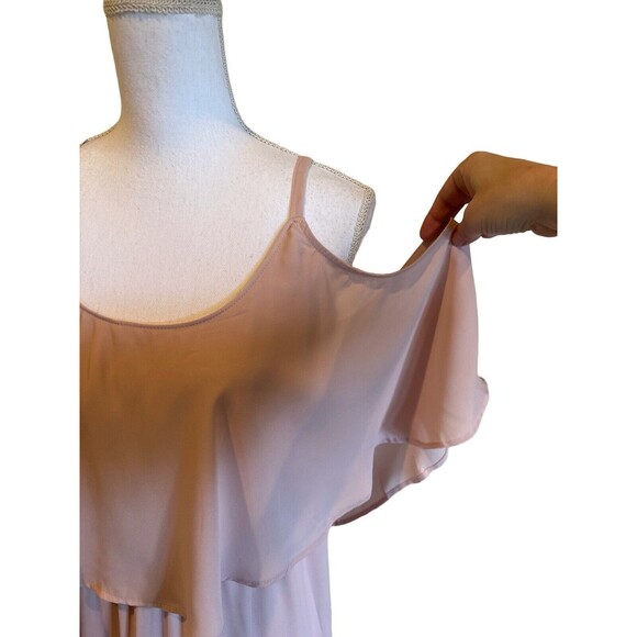 NWT Show Me Your MuMu Women's XXL Caitlin Ruffle Maxi Dress in Dusty Blush Crisp - Picture 4 of 10